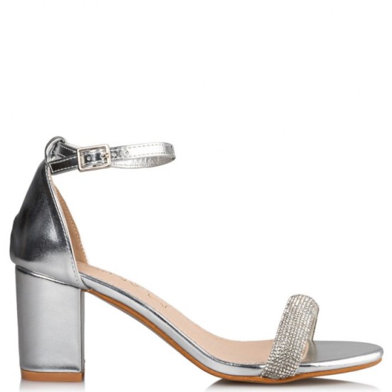 BLOCK HEEL SANDALS - Ασημί BLOCK HEEL SANDALS - Ασημί